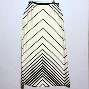 Kay‎ Unger White Black Chevron Silk Aline Maxi Skirt Formal Full Length #661